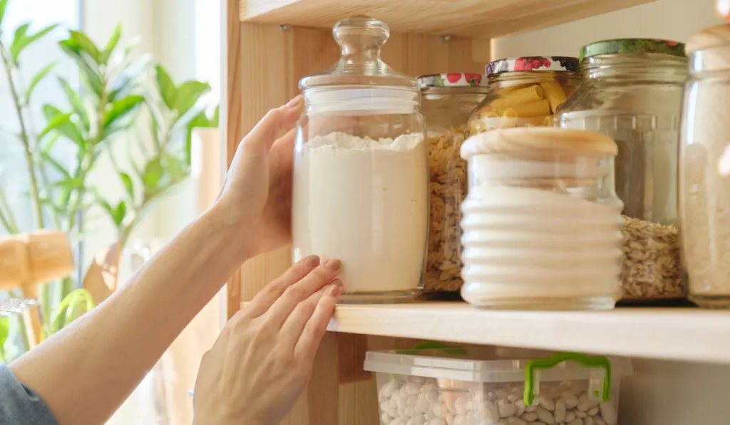 flour jar in pantry