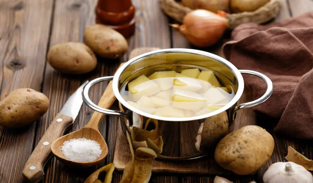 potato in a pot to be boiled