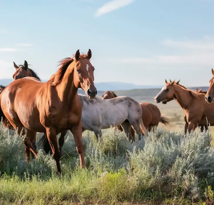 beautiful herd of horses