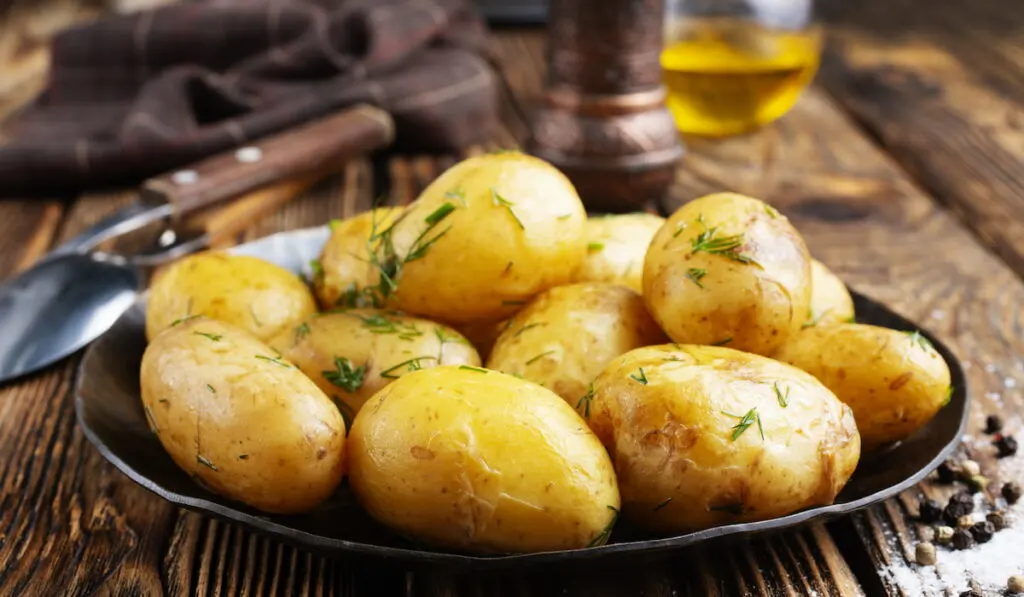 baked potato with salt and aroma spice
